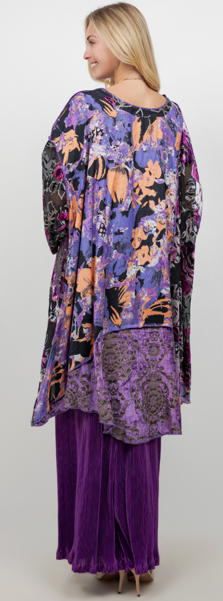 Violets Mosaic hi-low Tunic Top Boho Hippie Chic Resort Wear Sml-10X
