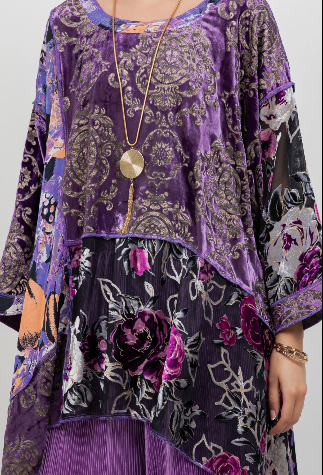 Violets Mosaic hi-low Tunic Top Boho Hippie Chic Resort Wear Sml-10X