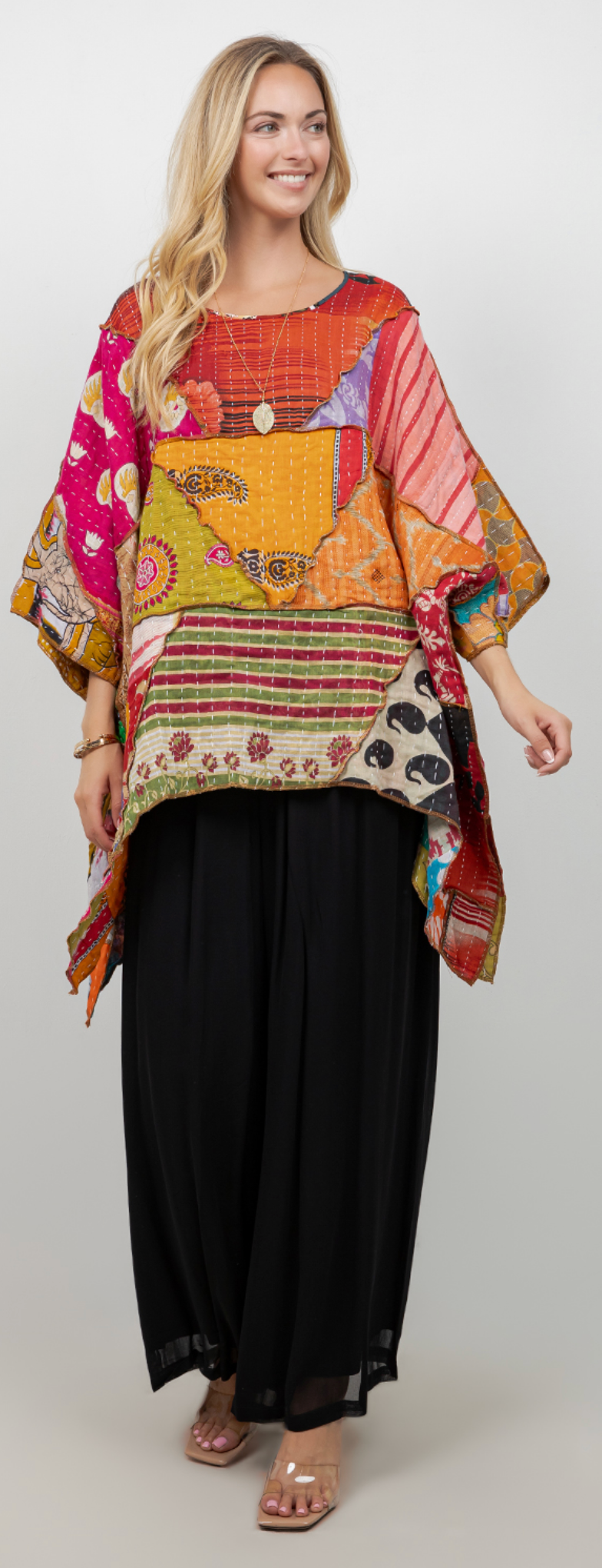 New! Reversible Kantha Oversize Pacifica Tunic Top Lagenlook Boho Hippie Chic SML-6X+