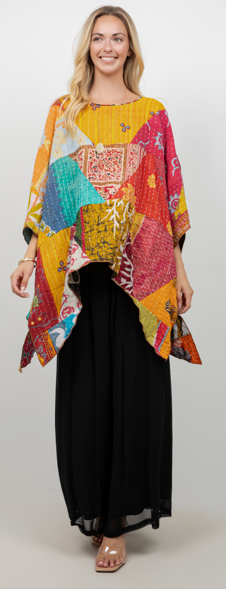 New! Reversible Kantha Oversize Pacifica Tunic Top Lagenlook Boho Hippie Chic SML-6X+