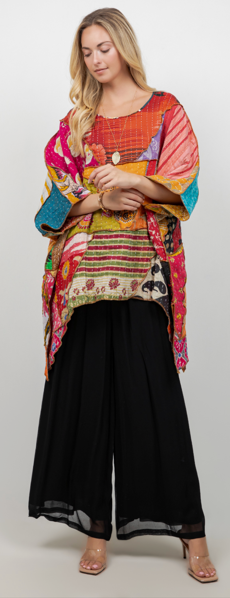 New! Reversible Kantha Oversize Pacifica Tunic Top Lagenlook Boho Hippie Chic SML-6X+