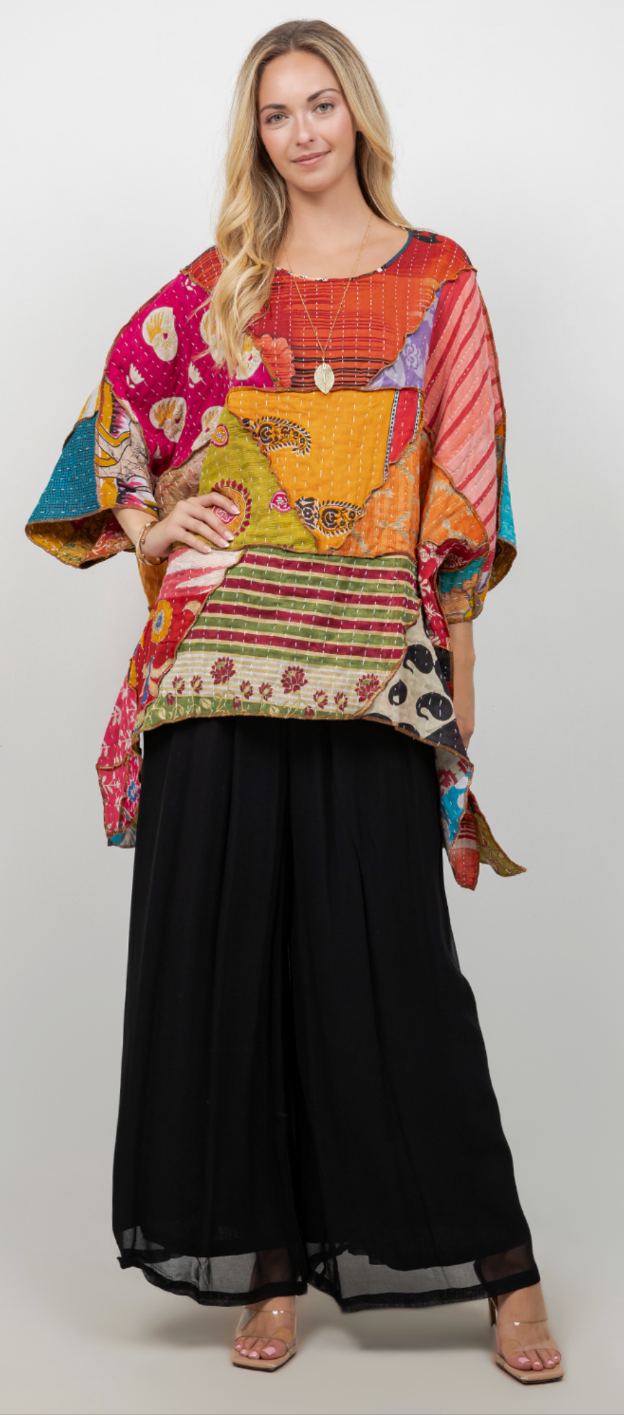 New! Reversible Kantha Oversize Pacifica Tunic Top Lagenlook Boho Hippie Chic SML-6X+