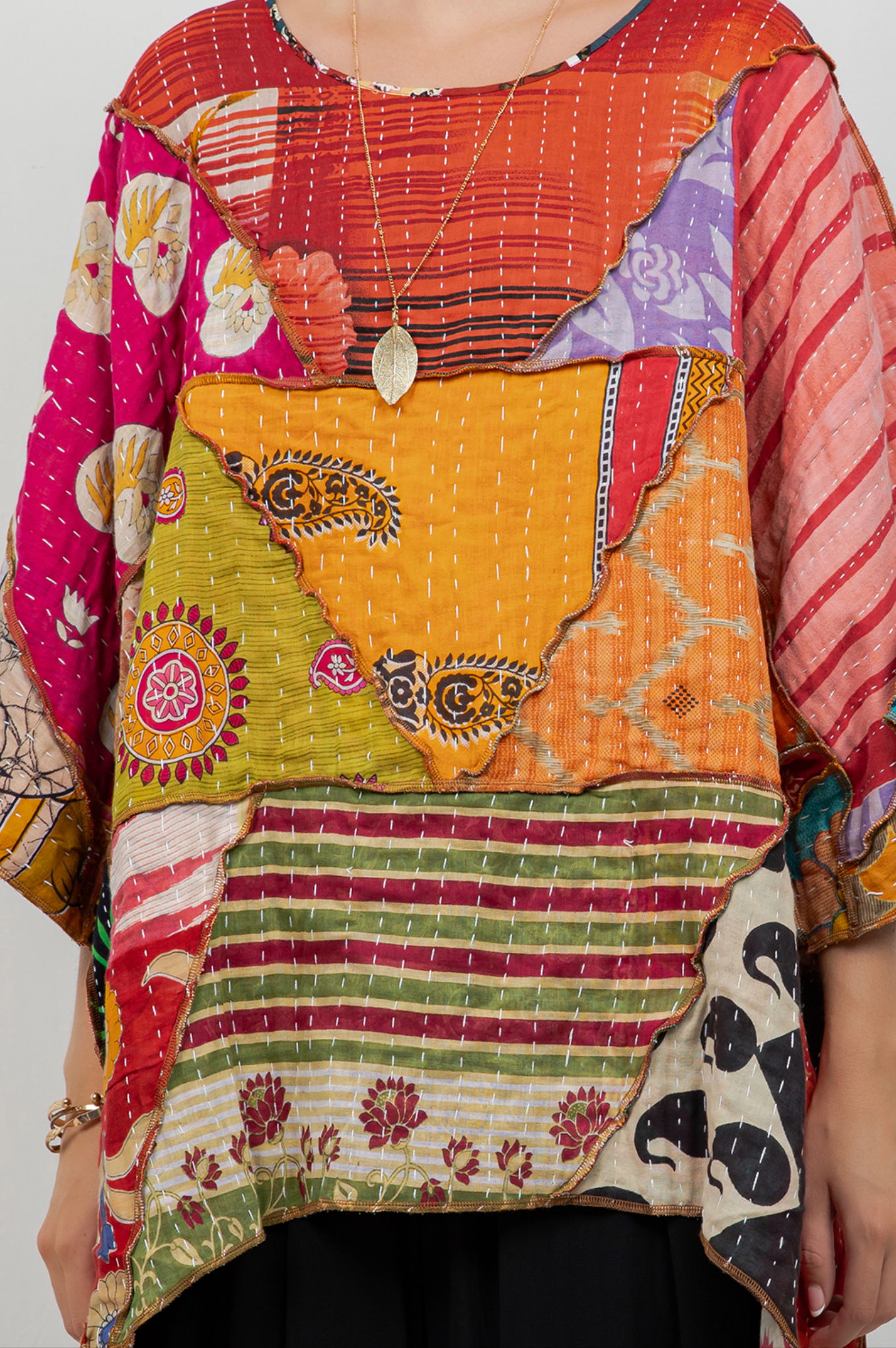 New! Reversible Kantha Oversize Pacifica Tunic Top Lagenlook Boho Hippie Chic SML-6X+