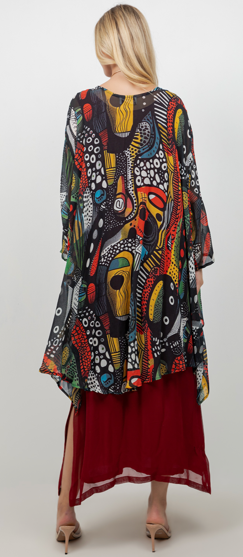Miro inspired Mosaic hi-low Tunic Top Boho Hippie Chic Resort Wear Sml-10X