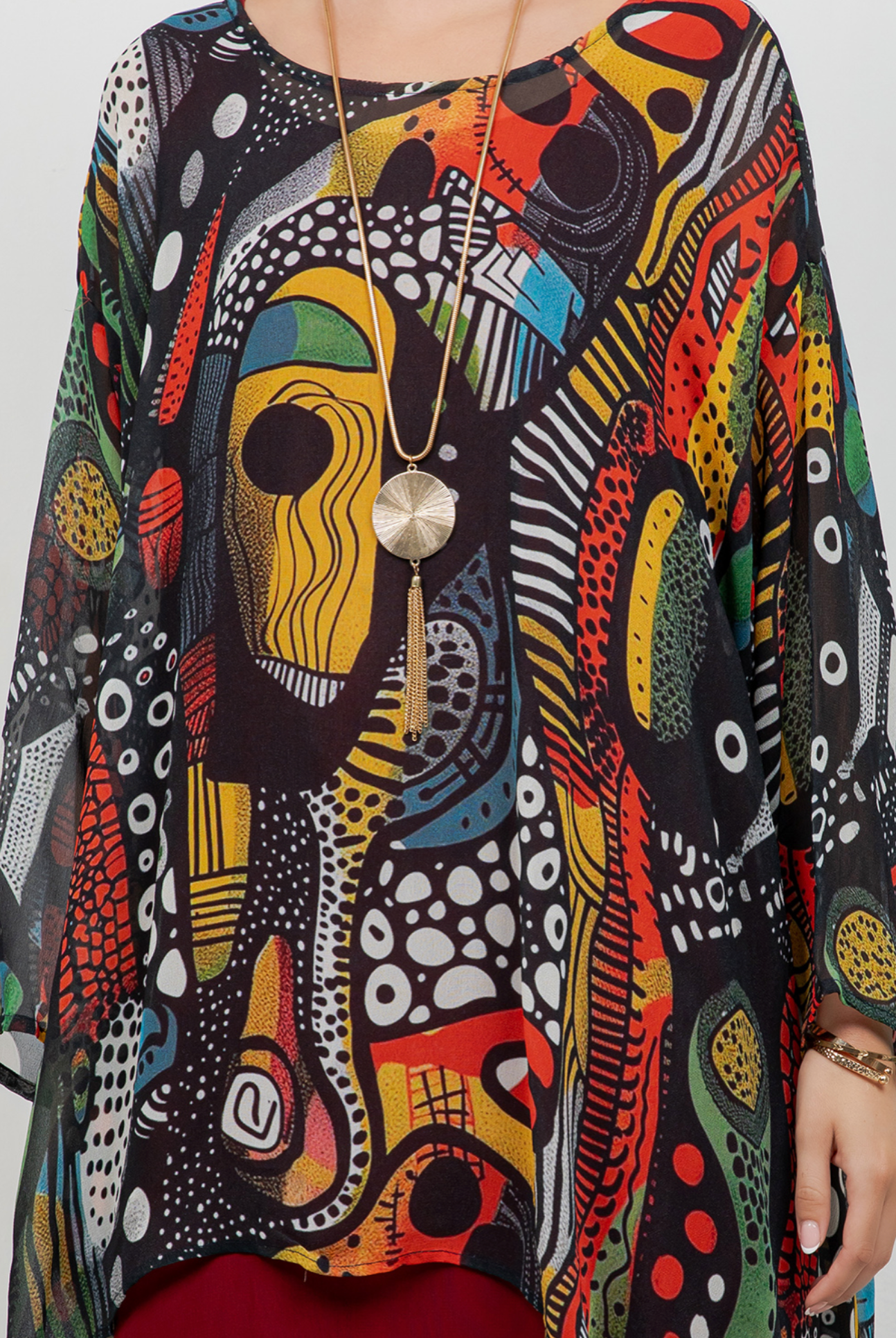 Miro inspired Mosaic hi-low Tunic Top Boho Hippie Chic Resort Wear Sml-10X