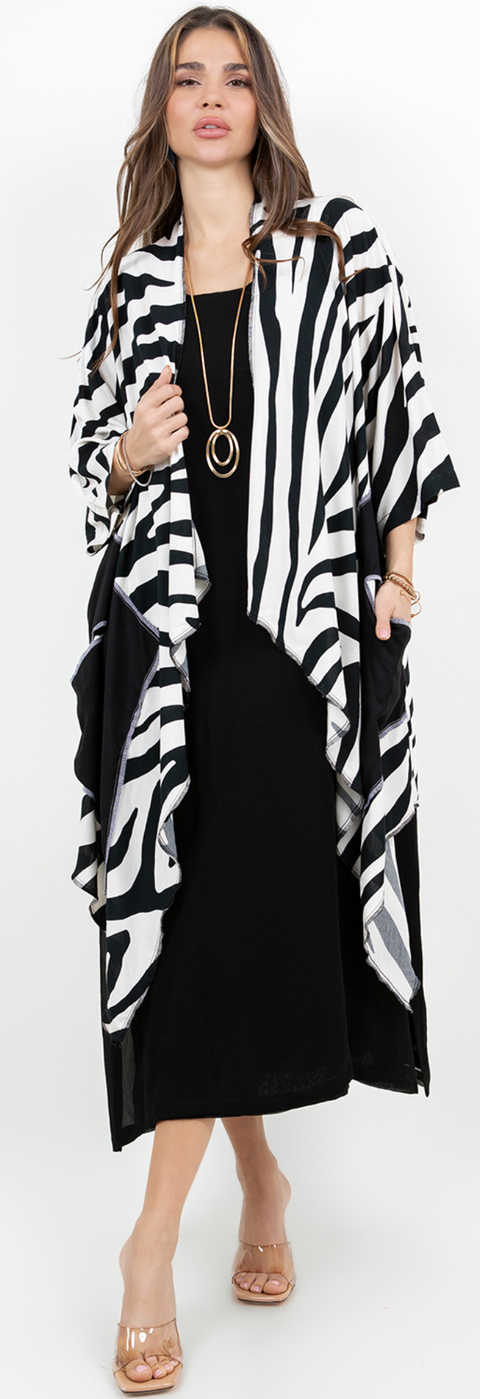 Black White Stripe  Kimono Jacket Sml-Med-Large-Xl-1x