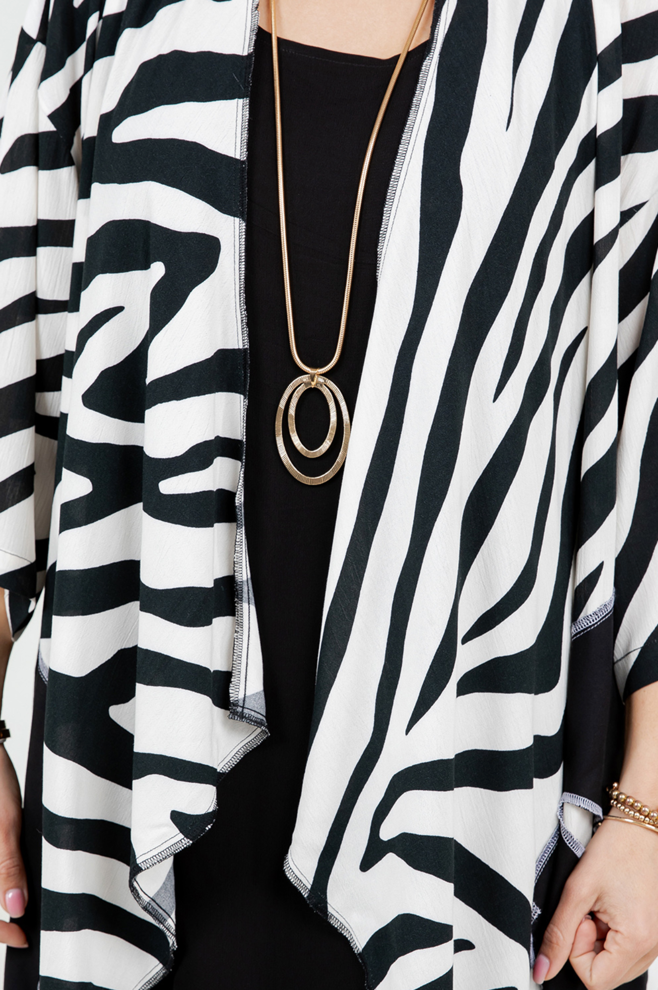 Black White Stripe  Kimono Jacket Sml-Med-Large-Xl-1x
