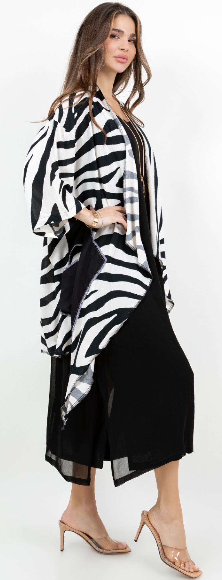 Black White Stripe  Kimono Jacket Sml-Med-Large-Xl-1x