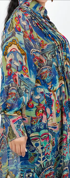 Good Karma Boho Pleated Tunic Oversize Plus Shirt Tunic 60" Bust Sml-5x