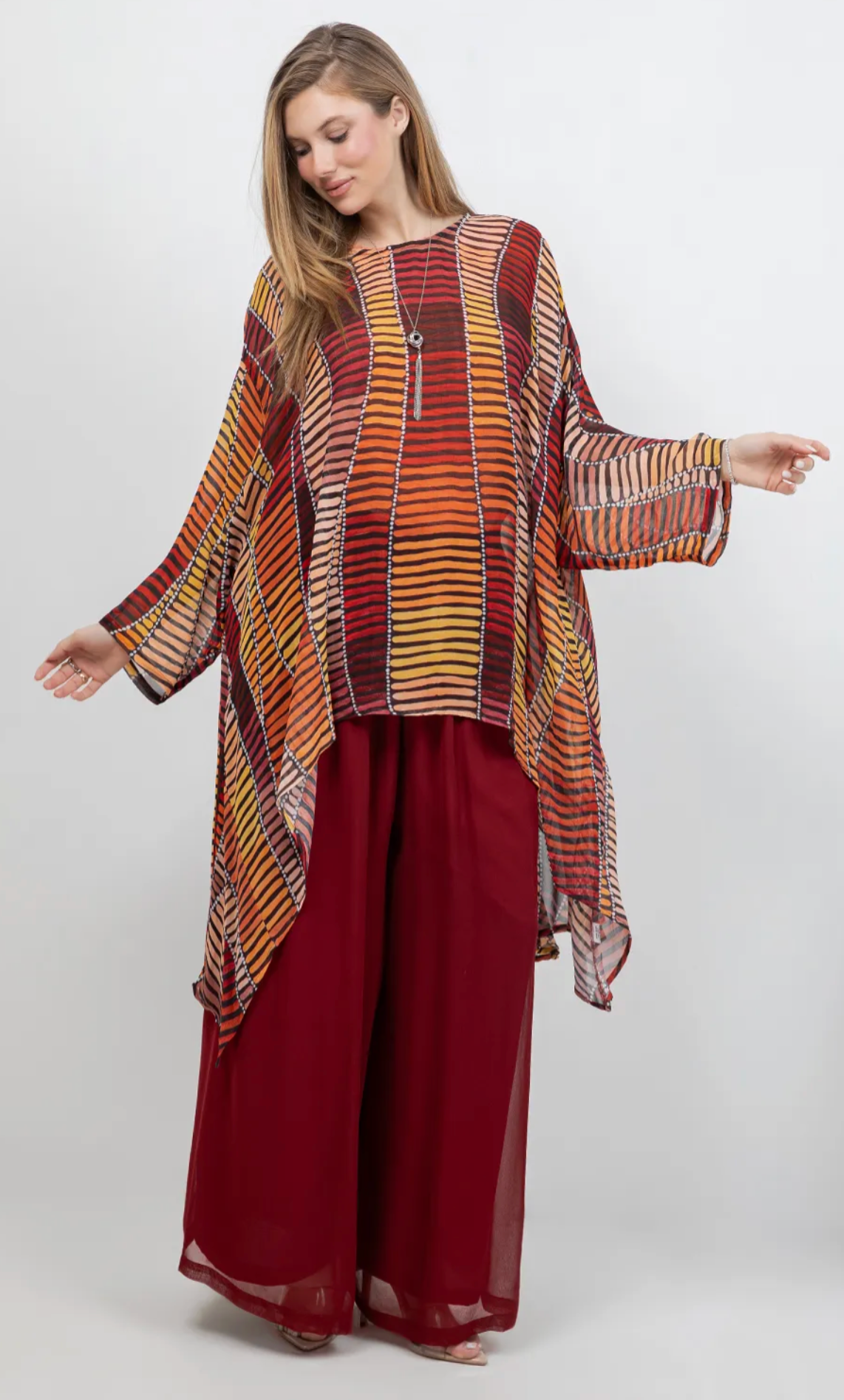 Enchant Me Mosaic hi-low Tunic Top Boho Hippie Chic Resort Wear Sml-10X