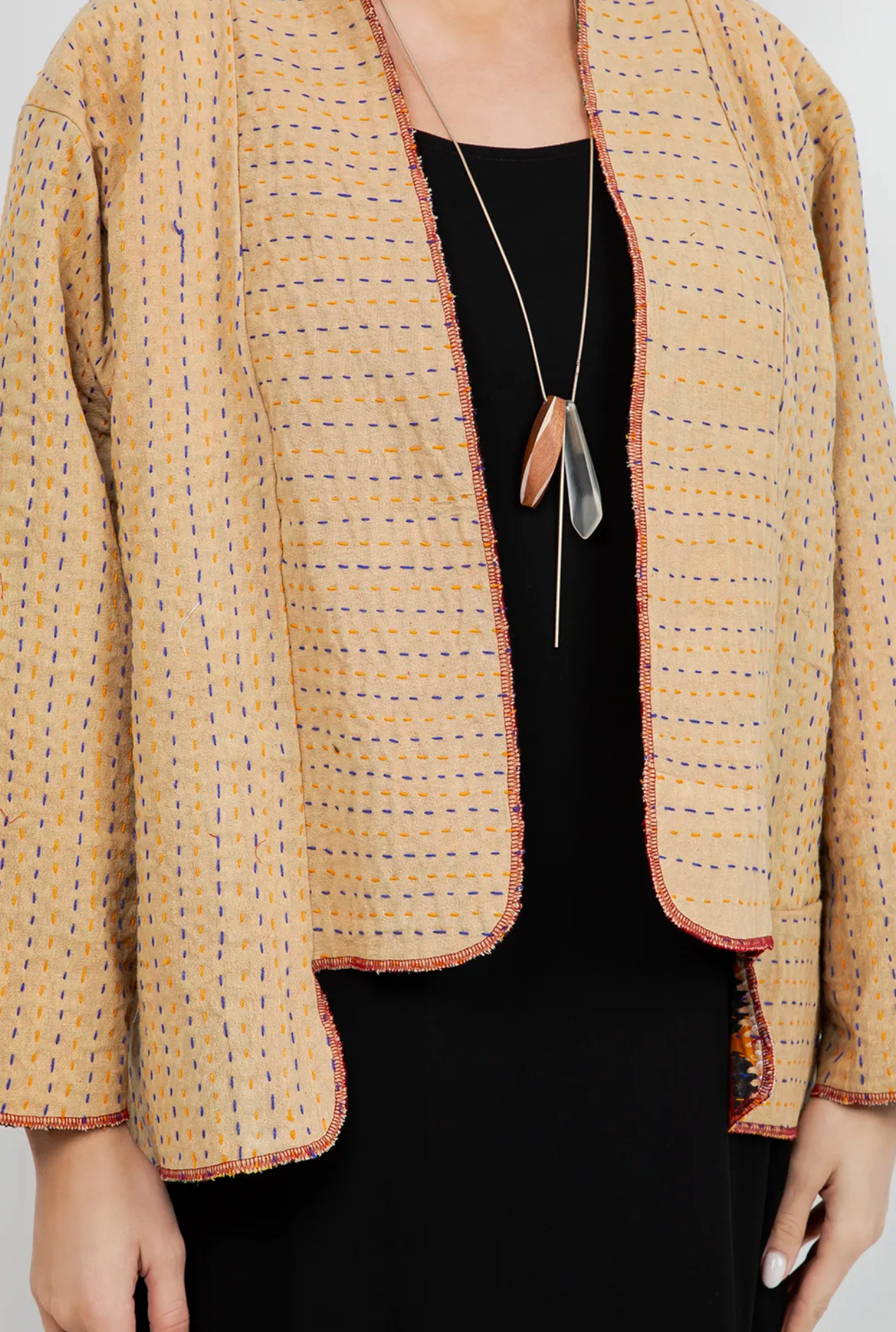 Reversible Boho Hippie Patchwork Kantha Jacket – One Size Fits Small to 2X