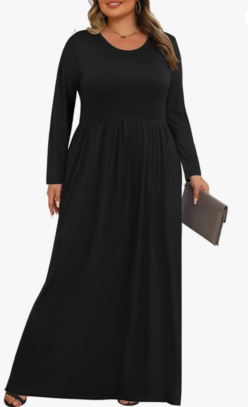 LAST ONE! Sunheart Freedom Black long-sleeve Dress Boho Hippie Chic Resort Wear Sml-6x