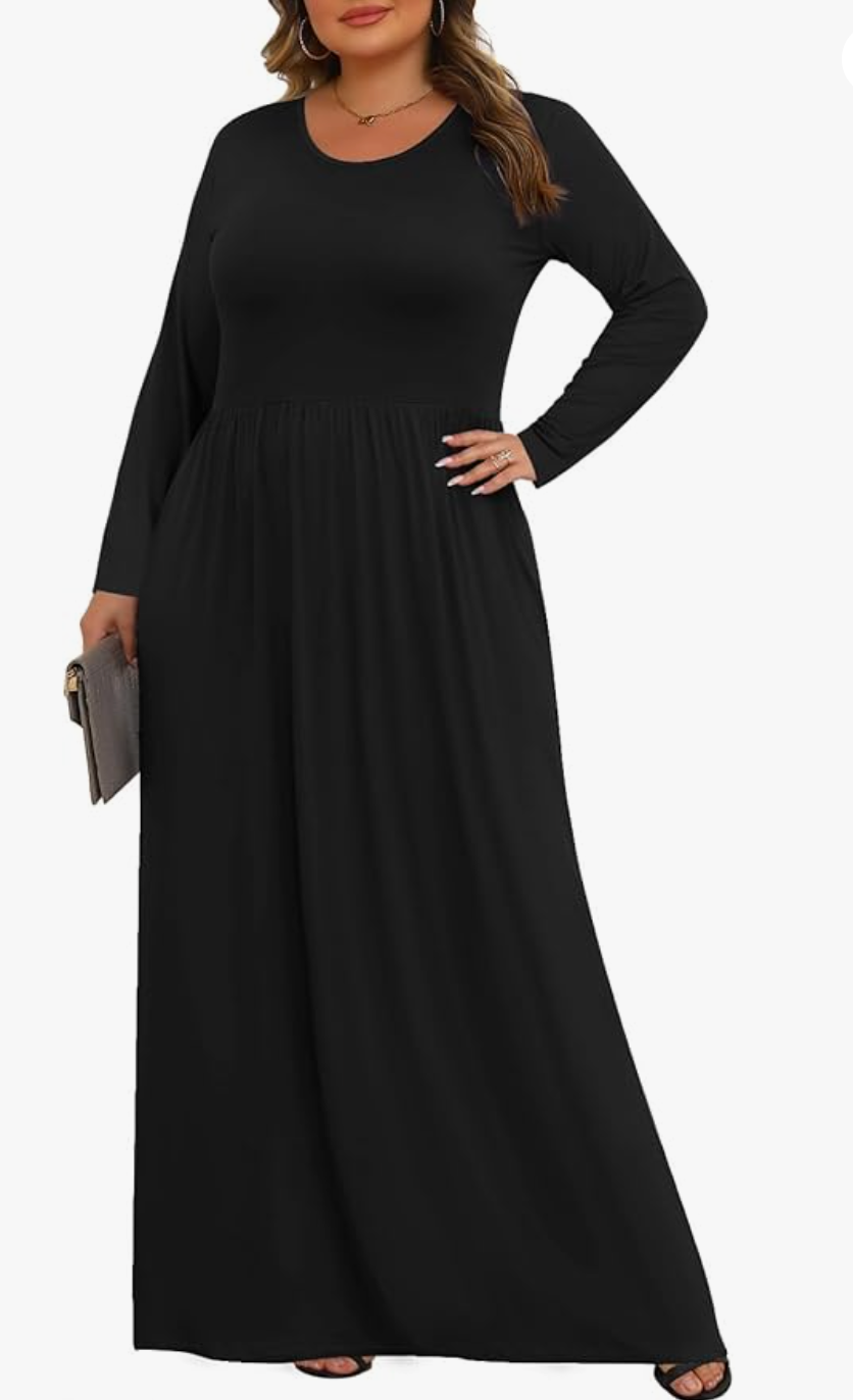 LAST ONE! Sunheart Freedom Black long-sleeve Dress Boho Hippie Chic Resort Wear Sml-6x