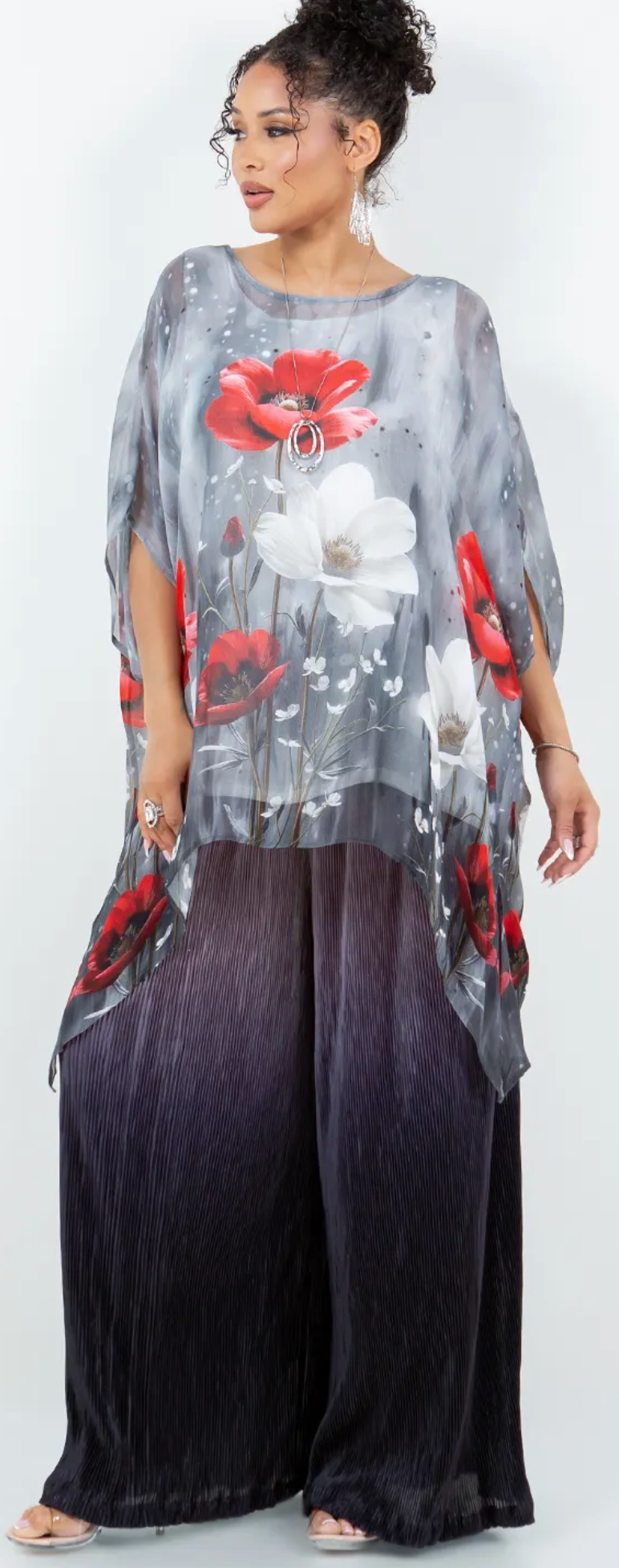 Rose Mist  Oversize Tunic Top Lagenlook Boho Hippie Chic SML-6X+