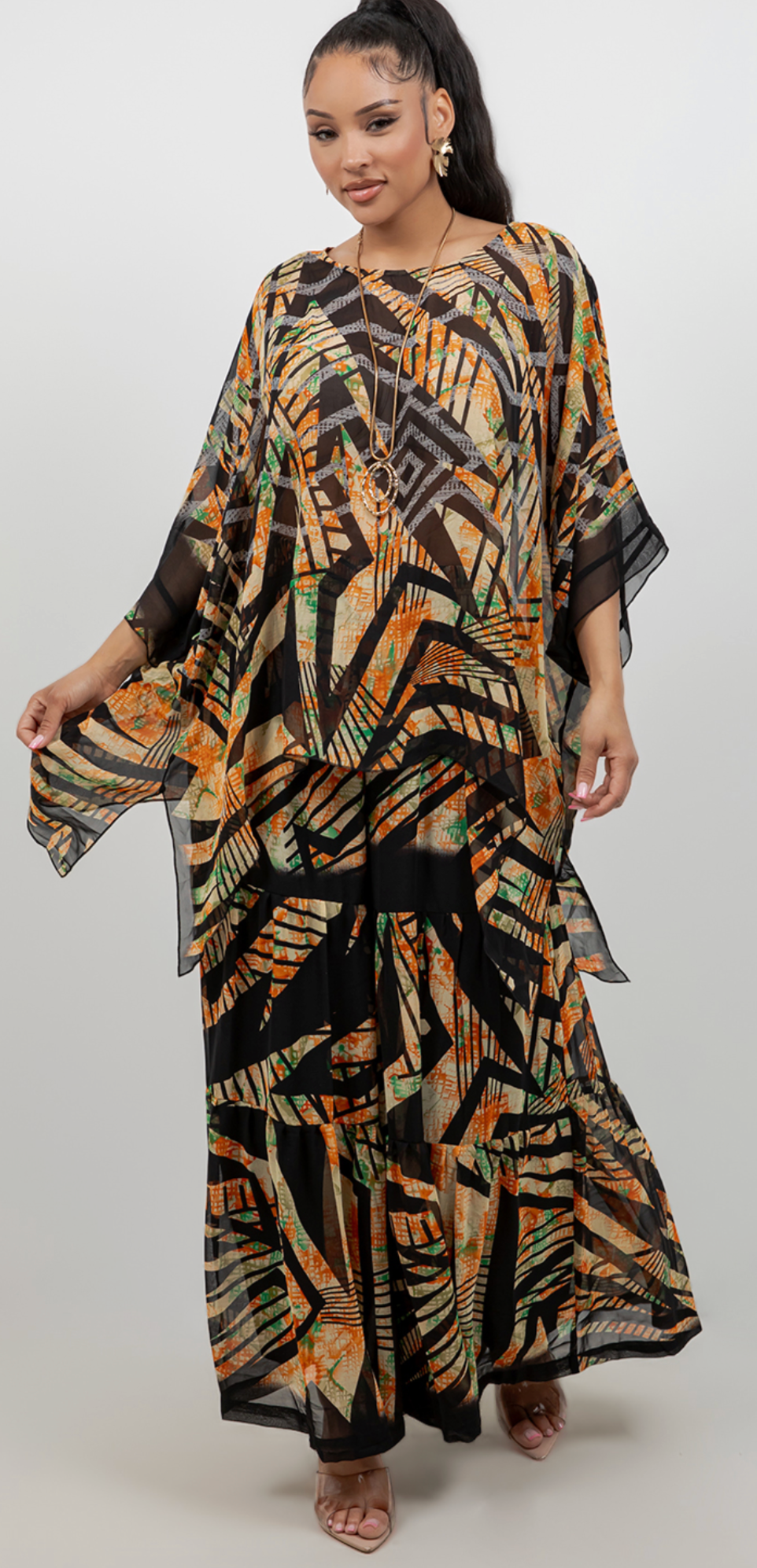 1 LEFT INSTOCK- Amber Geo Oversize Pacifica Tunic Top Set Lagenlook Boho Hippie Chic SML-2X+