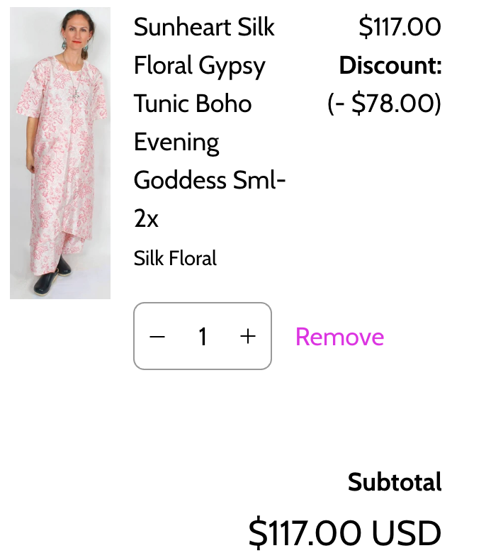 Sunheart Silk Floral Gypsy Tunic Boho Evening Goddess Sml-2x
