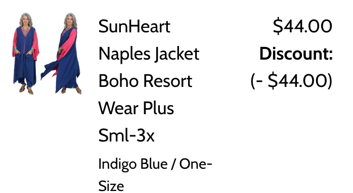 SunHeart Naples Jacket Boho Resort Wear Plus Sml-3x
