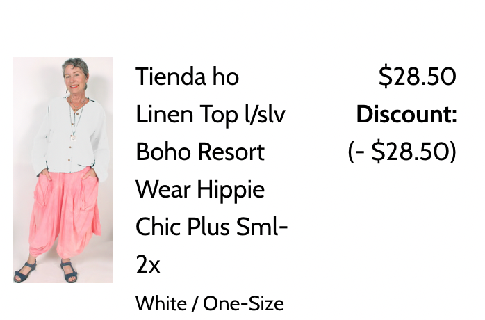 Tienda ho Linen  Top l/slv Boho Resort Wear Hippie Chic Plus Sml-2x