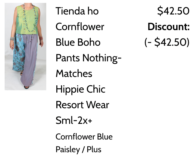 ADD 2 CART NAB 50% OFF! Tienda ho Cornflower Blue Boho Pants Nothing-Matches Hippie Chic Resort Wear Sml-2x+
