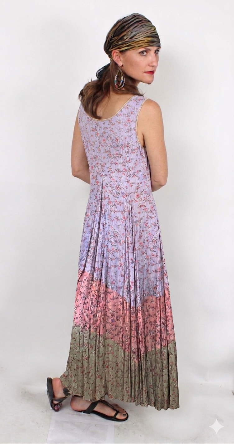 Victoria Alley Floral Tank Pleated Dress Sml-3X