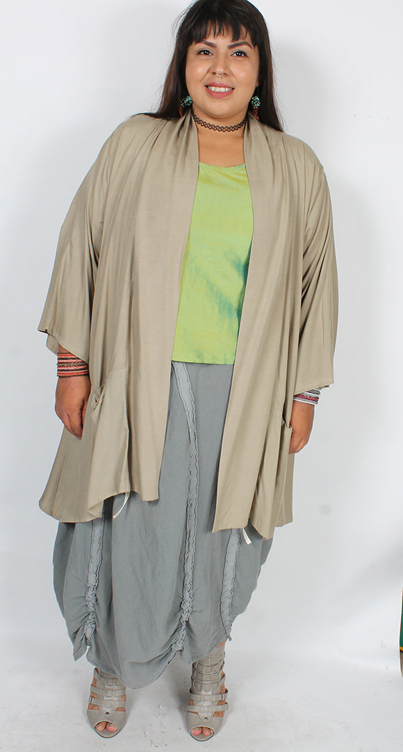 Sunheart Tibet Khaki Jacket Hippie Chic Plus Resort Wear Plus Sml-3x+