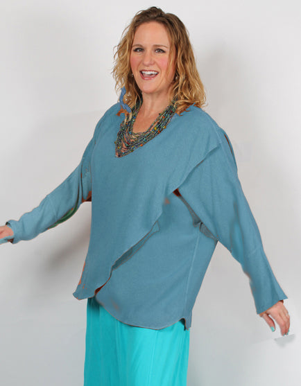 Tienda Ho Slate Blue Tishka Tunic Top Moroccan Cotton Sml-2x Discontinued Style