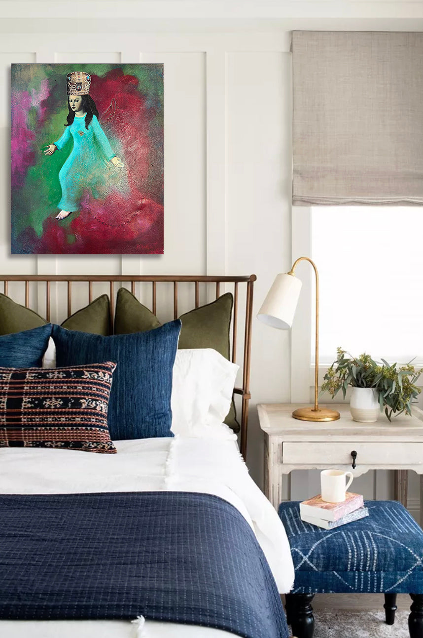 Sophia 16 x 20 Original Painting with Collage Home Decor Kristena West Wall Art