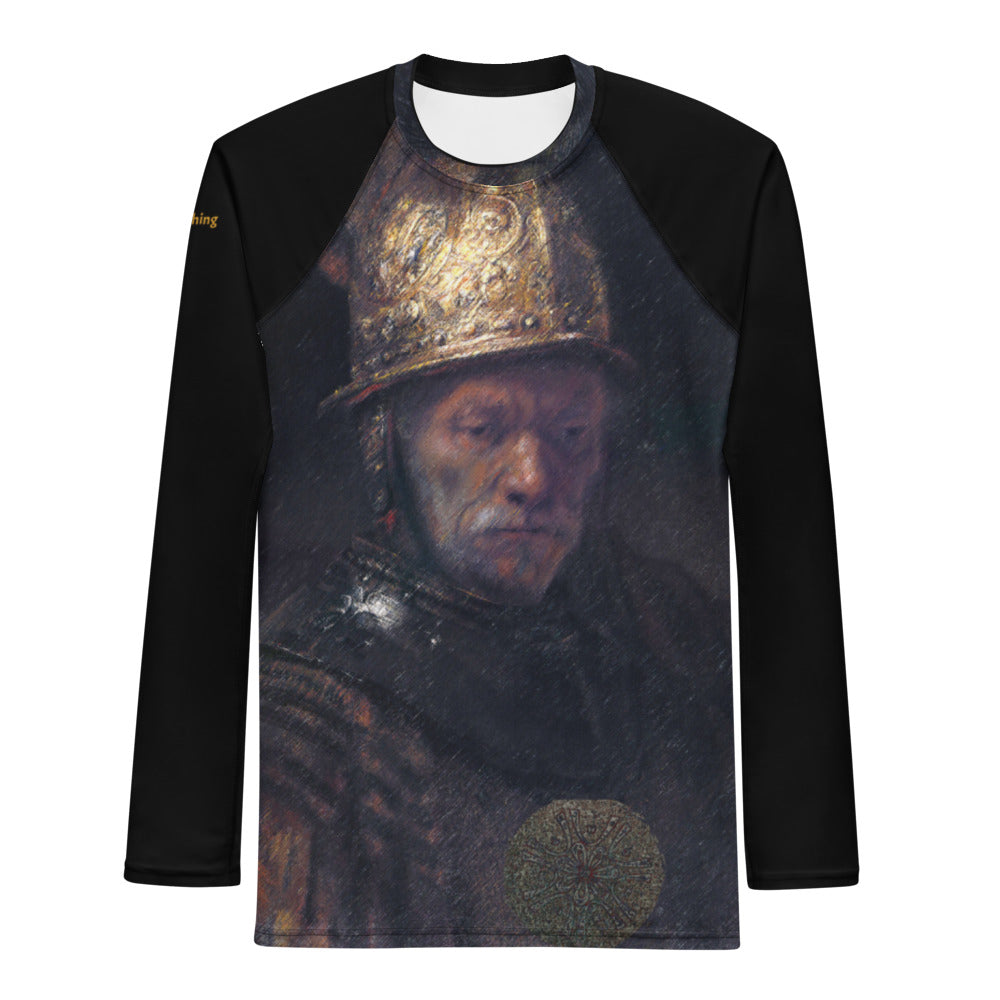 Sunheart Rembrandt Man in Golden Sport Men's Rash Guard Swim Top Make a Splash XS-3X