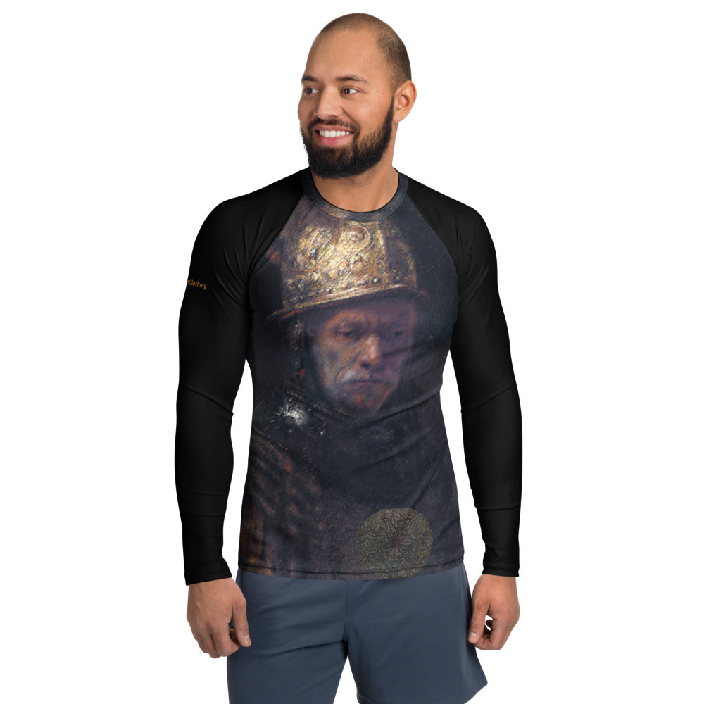 Sunheart Rembrandt Man in Golden Sport Men's Rash Guard Swim Top Make a Splash XS-3X