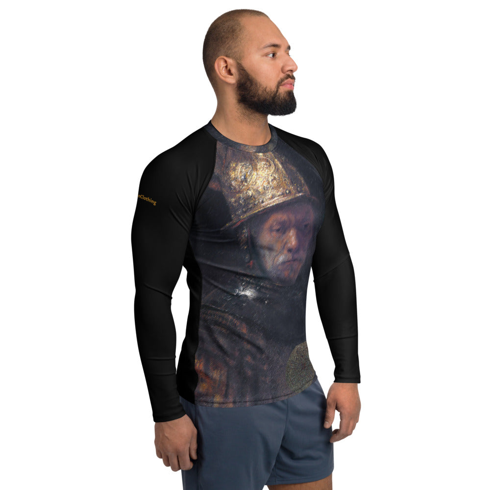 Sunheart Rembrandt Man in Golden Sport Men's Rash Guard Swim Top Make a Splash XS-3X