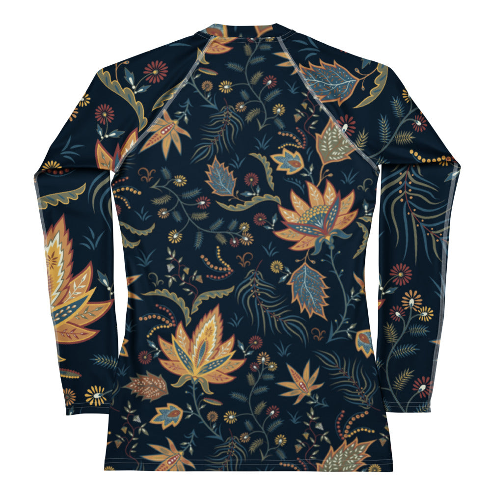 Sunheart Black Floral Sport  Women's Rash Guard Swim Top Make a Splash XS-3X