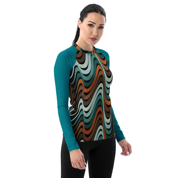 SunHeart Retro Waves Modern Modest Sports Rashguard Small-3X ...