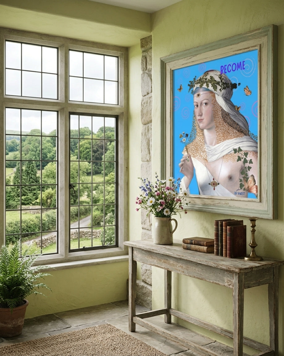 BECOME Archival Print Original Folk Art Women's Wisdom Portrait Positive Healing Words Art Gift