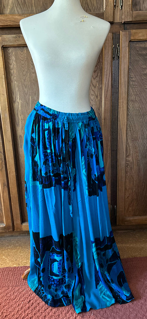 Blue Jazz Caftan  Tunic, Scarf, Top & Skirt Set Boho Hippie Chic Resort Wear Sml-5X