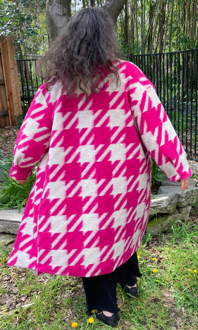Wool Pink & White Coat Made in Italy Pink Coat Sml-4x