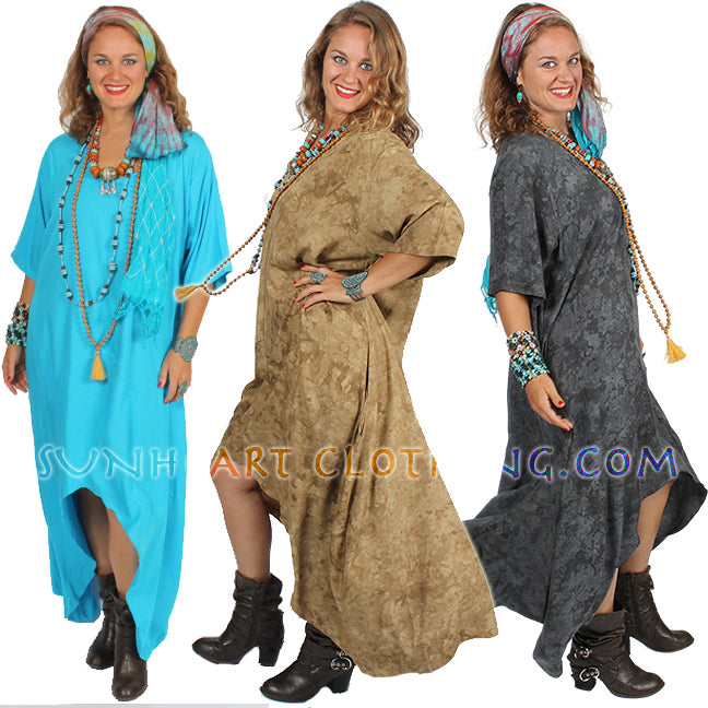 Last ONe! SunHeart Hera Dress Rayon Hi-Low Mermaid Tunic Boho Resort Sml-4x