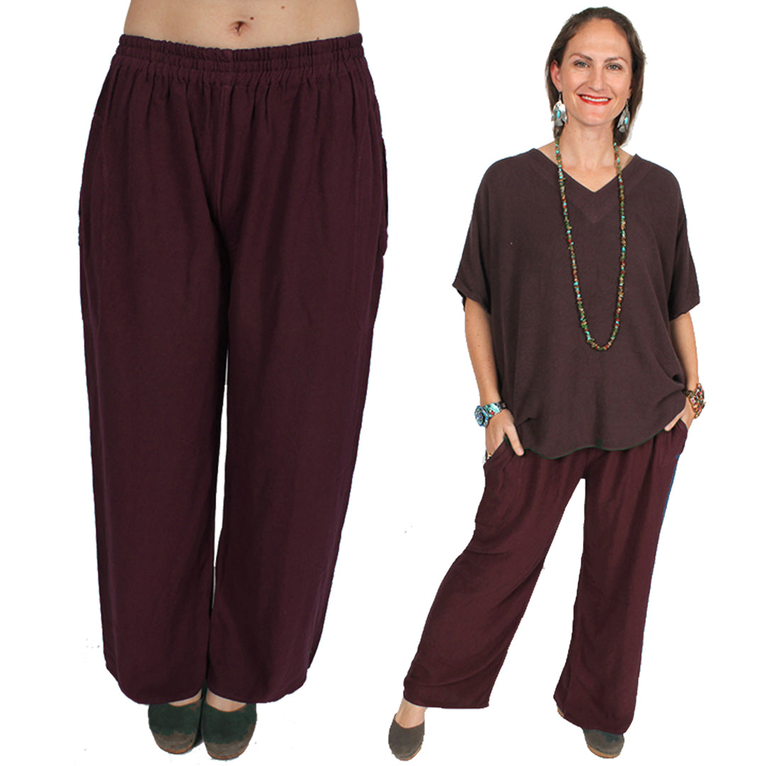Tienda ho cb12 Monroe Pants Sml-2x Moroccan Cotton Merlot BOUCLE