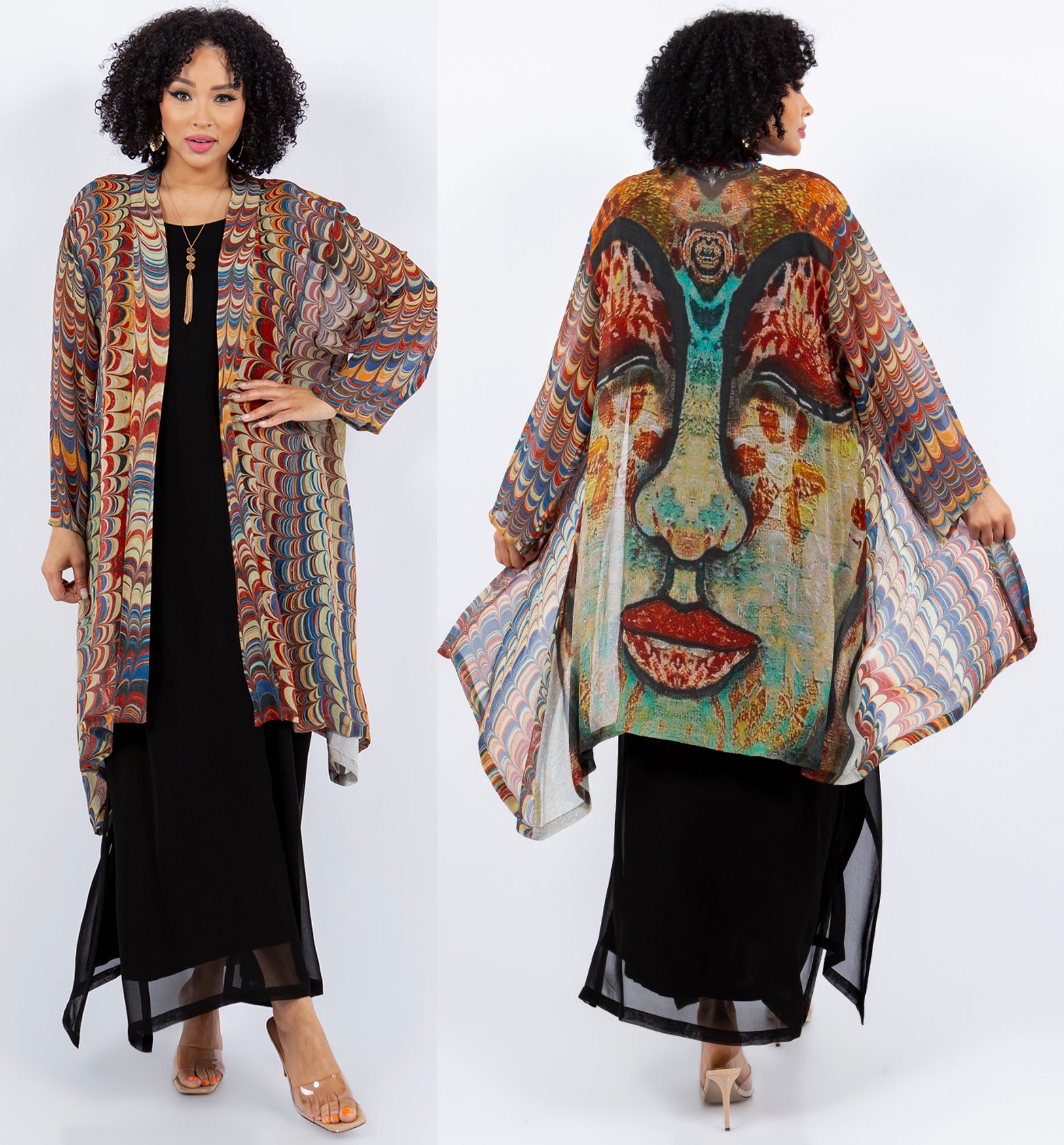 $40 Off Mystic Muse Kimono Jacket Modern Art Sml-2X