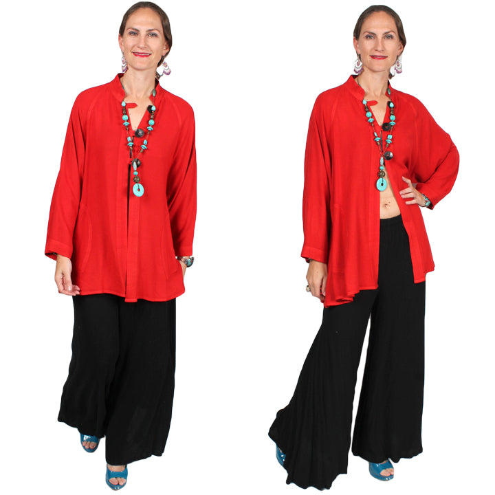 Mandarin Collar Jacket Coat Plus Moroccan Cotton  Sml-3x Custom Dye