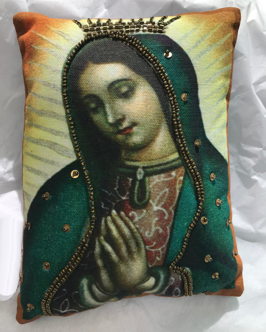 Sunheart Virgin Mary beaded Pillow Holiday Gift Altar Home Lifestyle