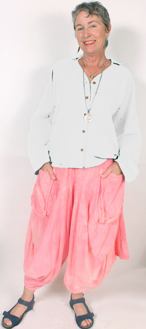 Tienda ho Linen  Top l/slv Boho Resort Wear Hippie Chic Plus Sml-2x