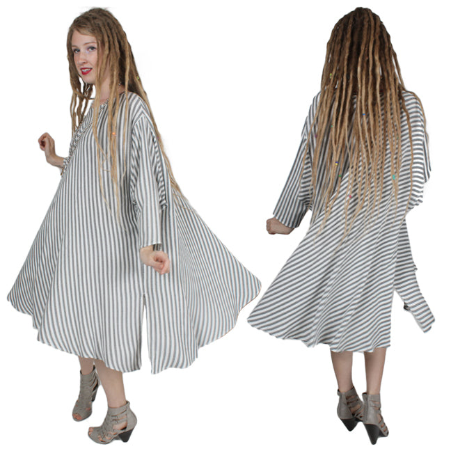 Gray Stripe Dairi Fashions Chenela  Stripe Top or Dress Plus Over-Size Boho Sml-8x Custom Dye