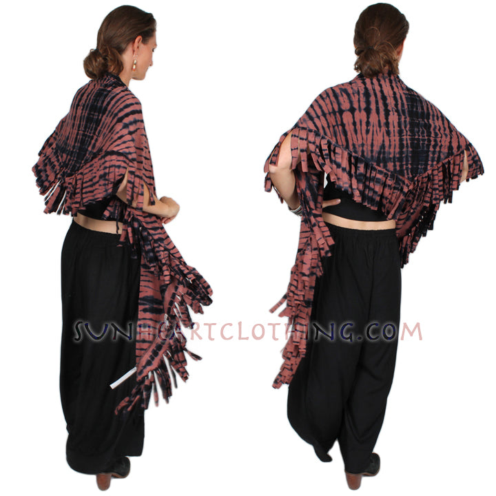 $60 OFF! Sunheart Malibue Batik Fringe Shawl Hippie Chic Artisan Resort Wear
