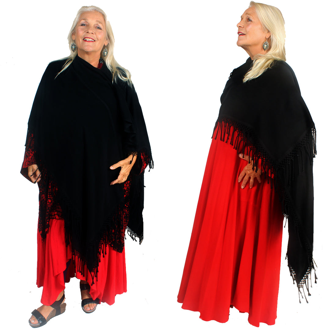 Fringe Ruana Jacket Coat Plus Moroccan Cotton Custom Dye $149