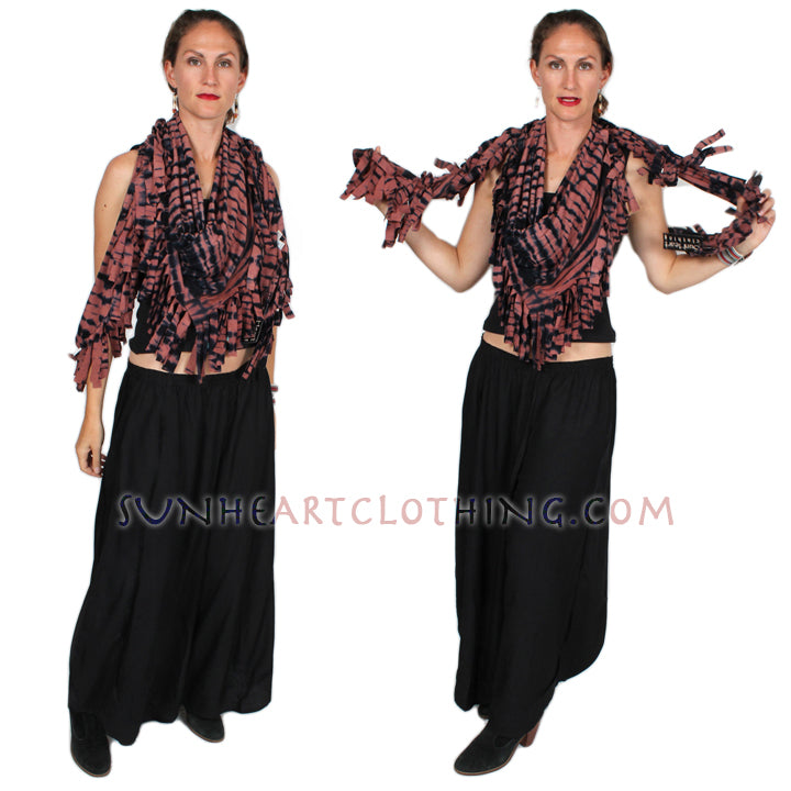$60 OFF! Sunheart Malibue Batik Fringe Shawl Hippie Chic Artisan Resort Wear