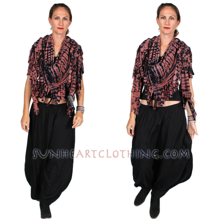 $60 OFF! Sunheart Malibue Batik Fringe Shawl Hippie Chic Artisan Resort Wear