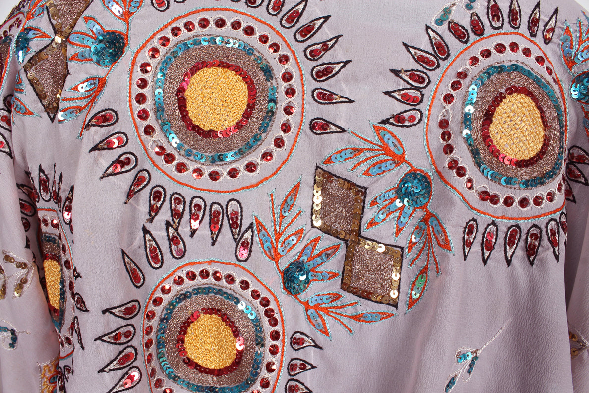 Sunheart Ruana Jacket Vintage Silk embroidered beaded Sml-9x Plus