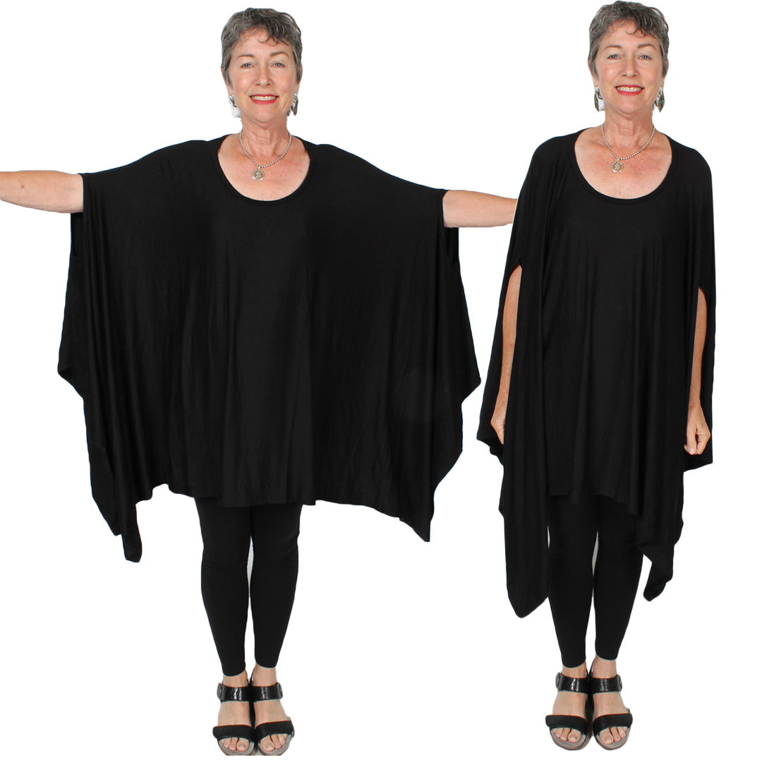 50% OFF Sunheart Plus Lagenlook Tunic Top Layering Poncho Lagenlook Boho Hippie Chic SML-6X+