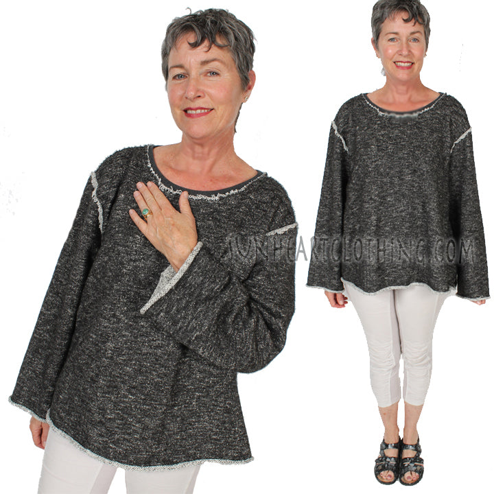 Last one! Kleen Sweater Boxy Cut Rolled Hem  Boho Hippie Chic Plus Sml-5x+