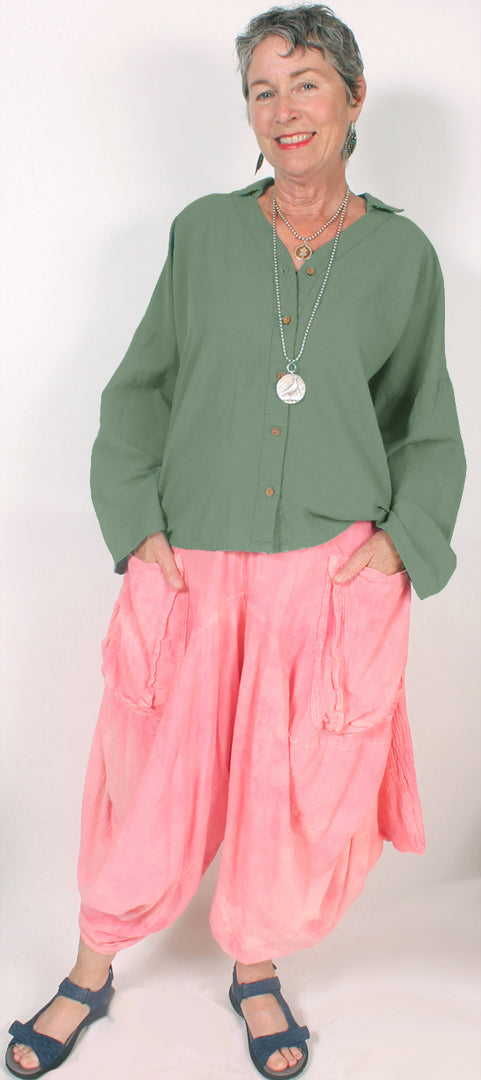 Tienda ho Linen  Top l/slv Boho Resort Wear Hippie Chic Plus Sml-2x